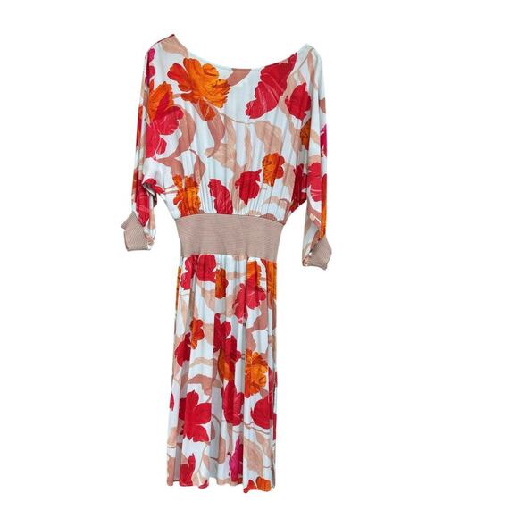 Maeve Gemma Floral Dress Size S Smocked Drop Waist Midi 3/4 Sleeve Anthropologie - Picture 2 of 8
